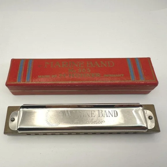 Vintage Hohner Marine Band No. 365 Harmonica‎ Germany w/ Original Box